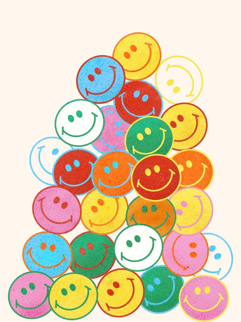 Retro Smiley Face Fun Art Print pellicola backlit da showmemars
