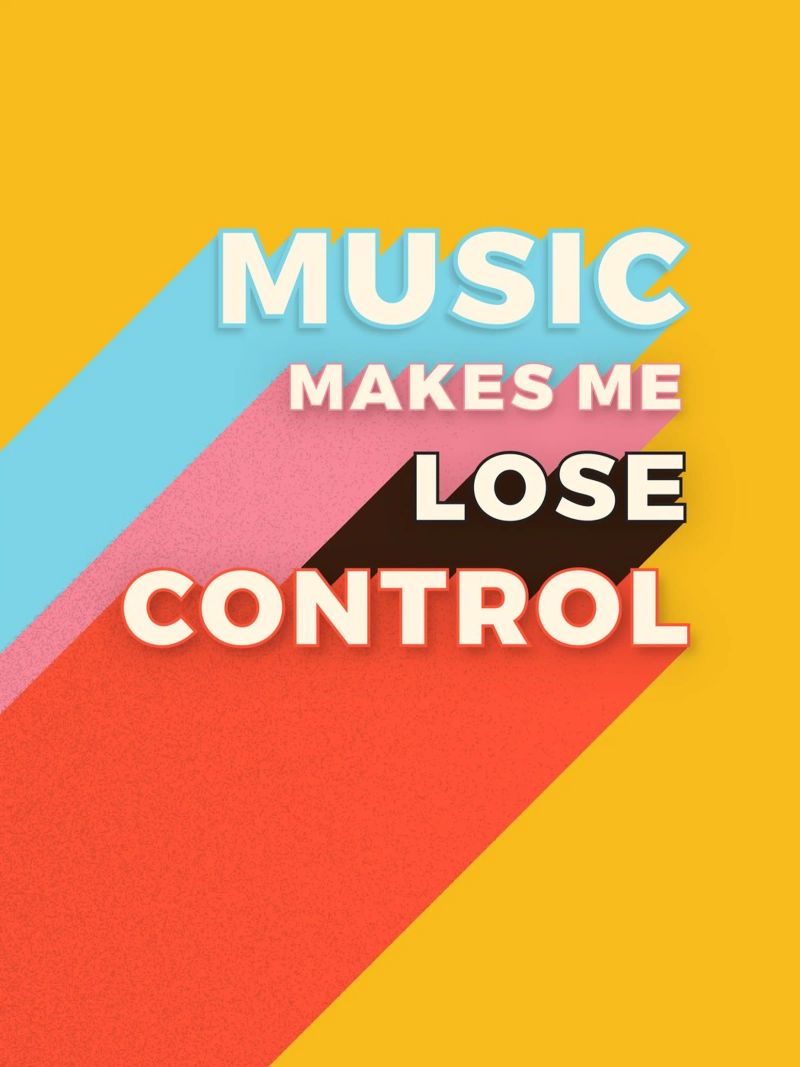 Music Makes Me Lose Control – Bold Retro Typography poster con telaio in plastica da showmemars