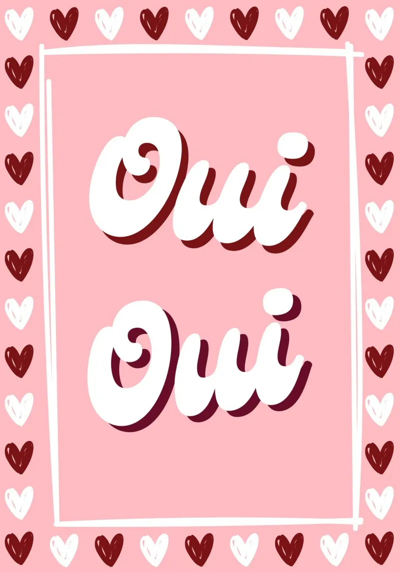 Oui Oui, detto francese, cuoricini preppy pellicola backlit da pdigitalprints