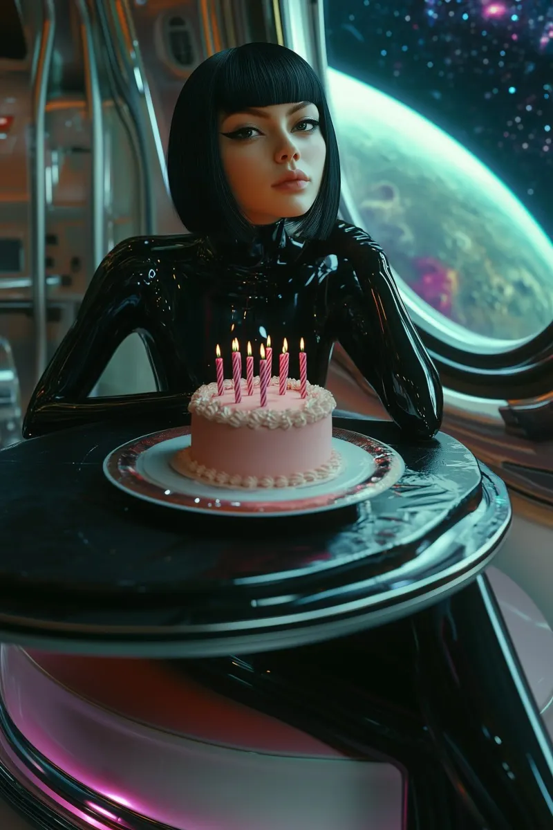 Torta di compleanno nello spazio poster con telaio in plastica da Synthaira