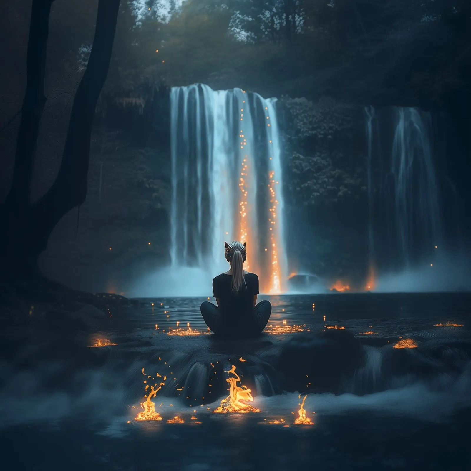 Waterfalls poster con telaio in plastica da Synthaira