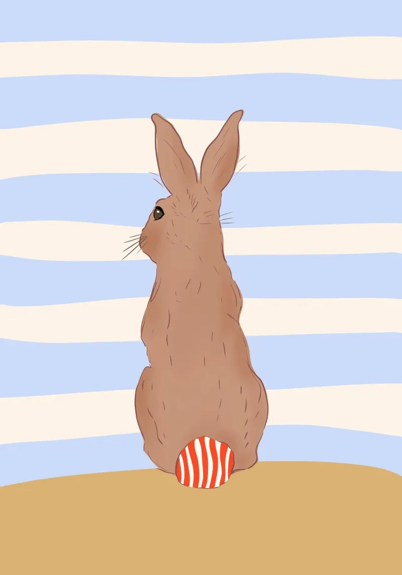 Ostern | Hase | Kaninchen | Puschel | bunt | Illustration Poster mit Kunststoffrahmen von keinkonzept