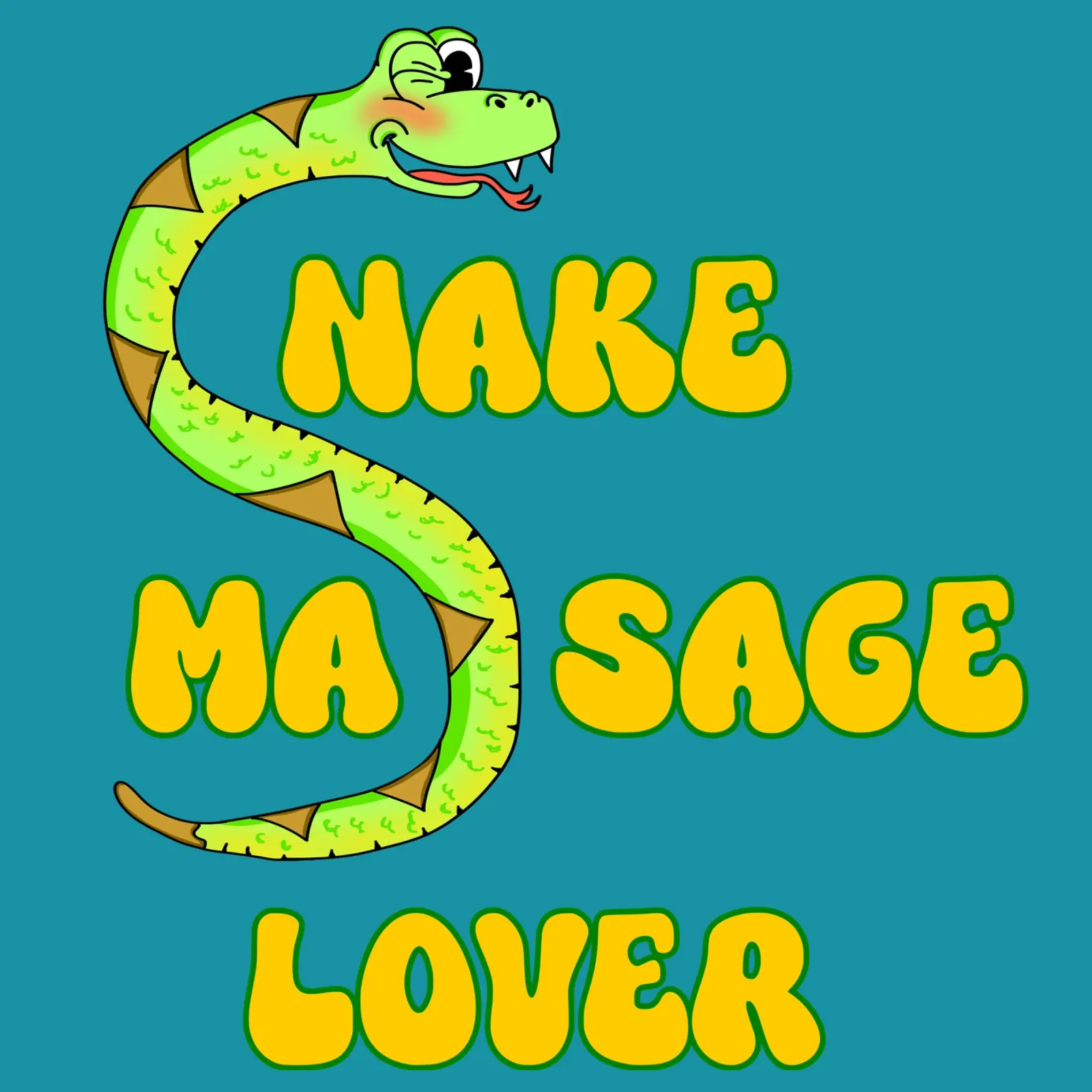 Snake Massage Lover Funny Retro Cartoon Design poster con marco de madera de sillyindustries
