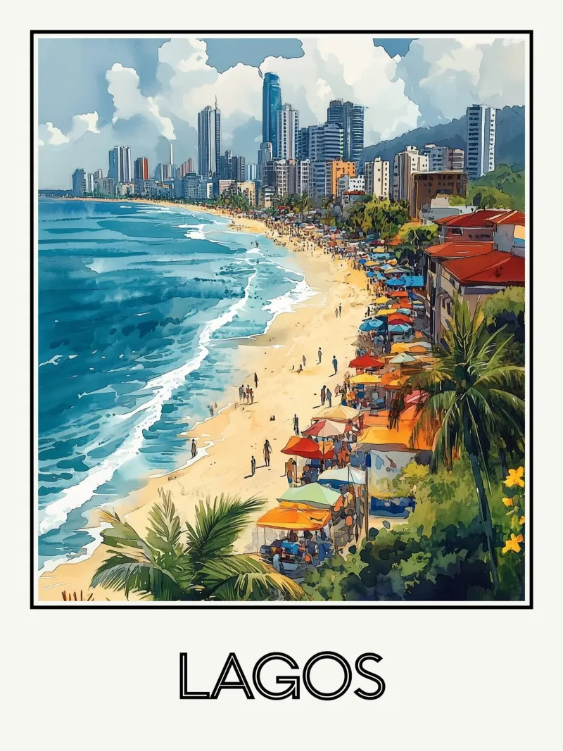 Lagos poster con telaio in legno da Frame the World