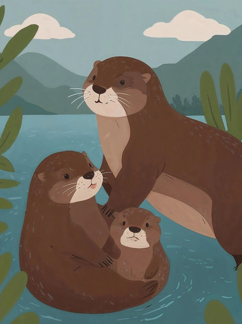 Famiglia di lontre amichevoli poster da SnoopyAnimals