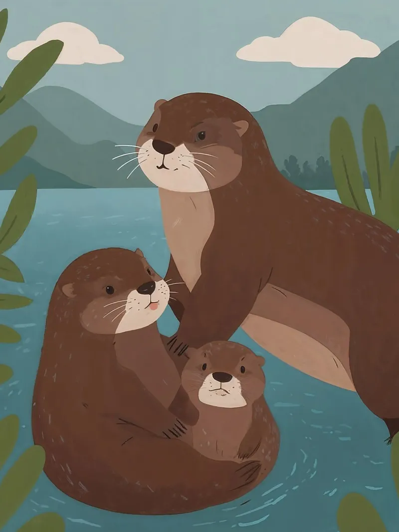 Friendly Otter Family hahnemühle by SnoopyAnimals