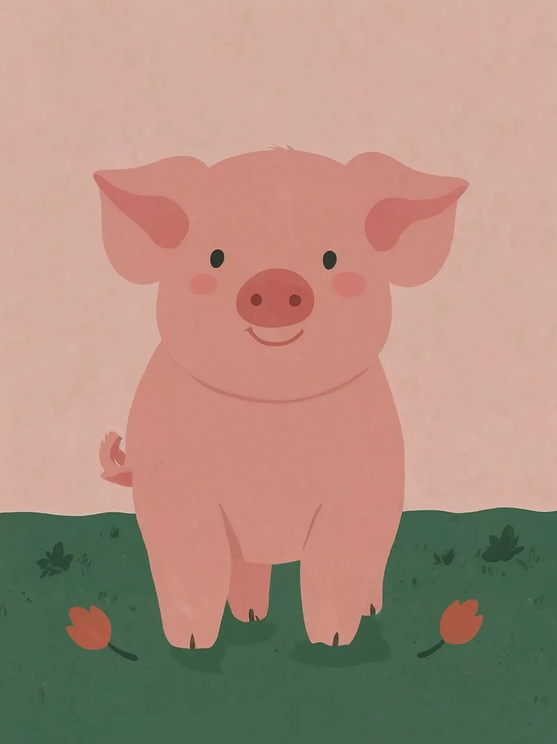 Friendly Piggy canvas by SnoopyAnimals