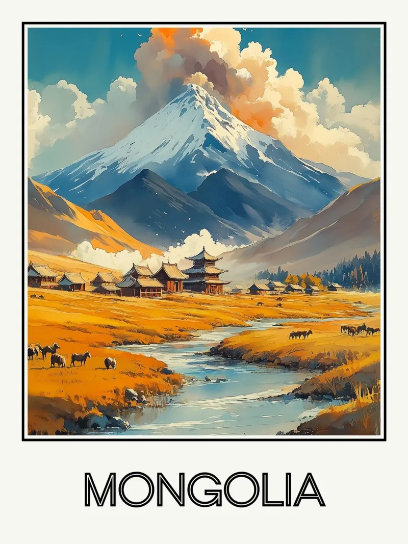 Mongolia tela con Cornice a cassetta da Frame the World