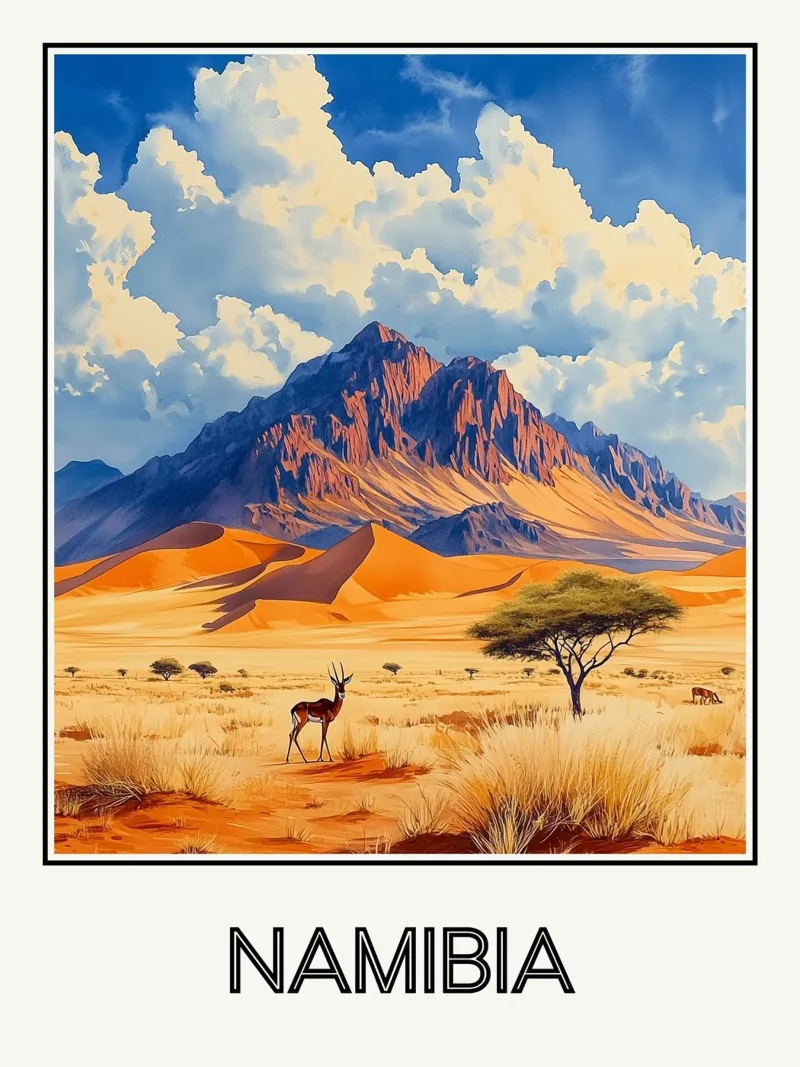 Namibia poster con telaio in legno da Frame the World