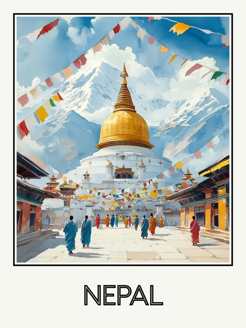 Nepal poster con telaio in alluminio da Frame the World
