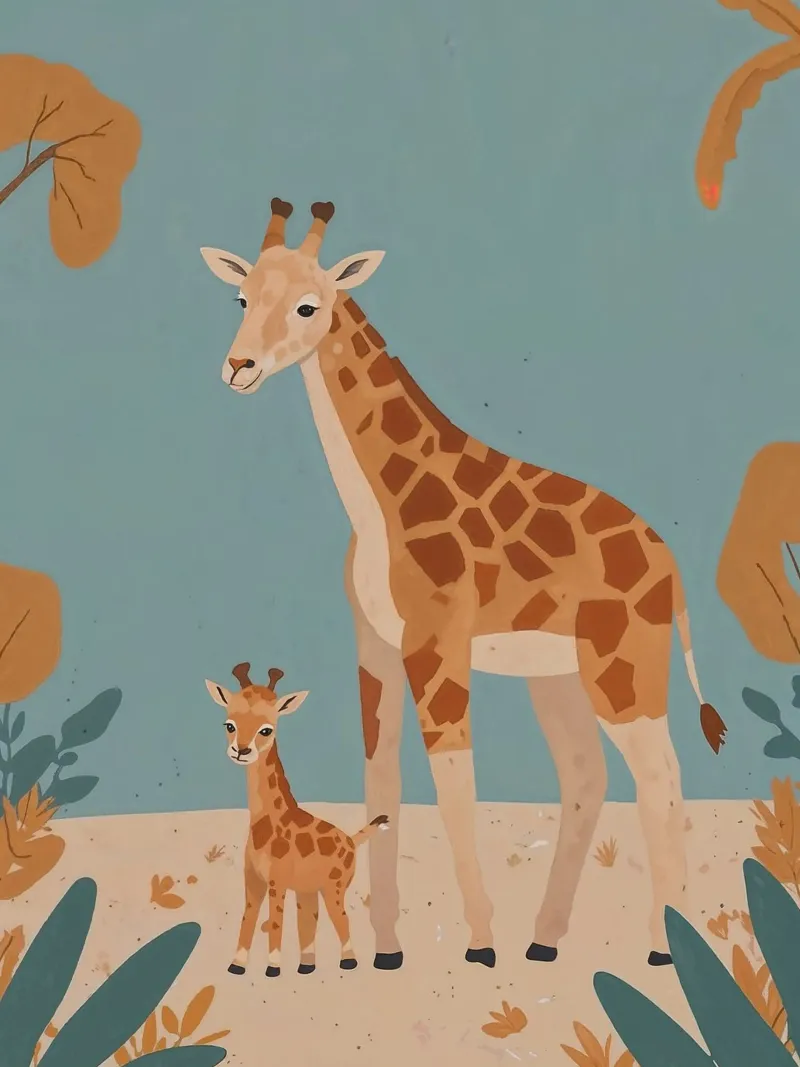 Vriendelijke giraffefamilie canvas met Baklijst van SnoopyAnimals