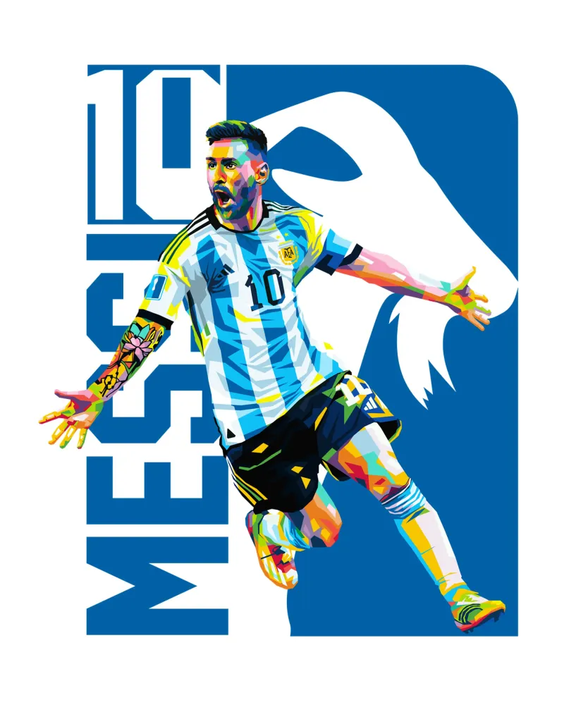 Lionel Messi celebra la Coppa del Mondo tela con Cornice a cassetta da WPAP MALANG