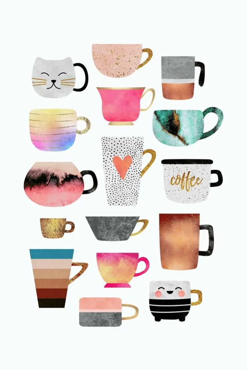 Coffee Cup Collection poster con telaio in alluminio da Elisabeth Fredriksson