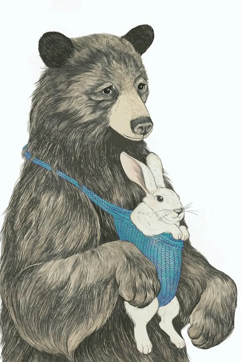 Bear Au Pair poster con telaio in plastica da Laura Graves
