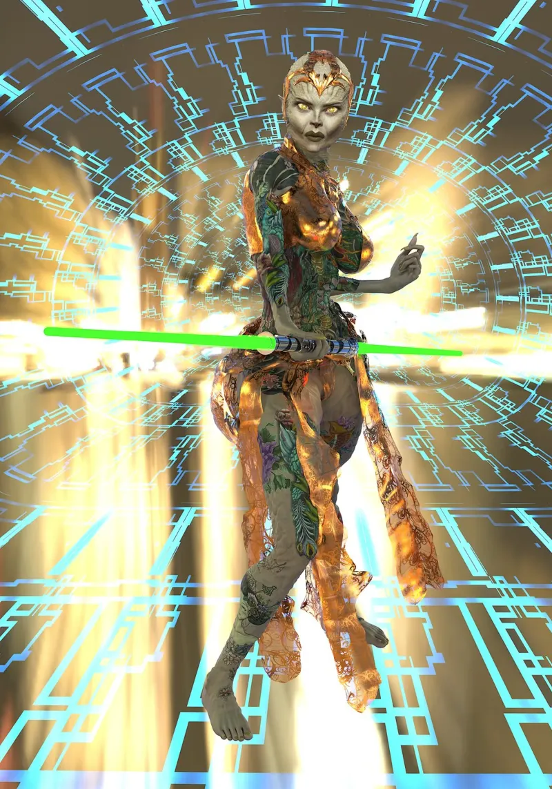 Grynn-Dyl - Sci-Fi Warrior with Lightsaber pellicola backlit da the-witcher