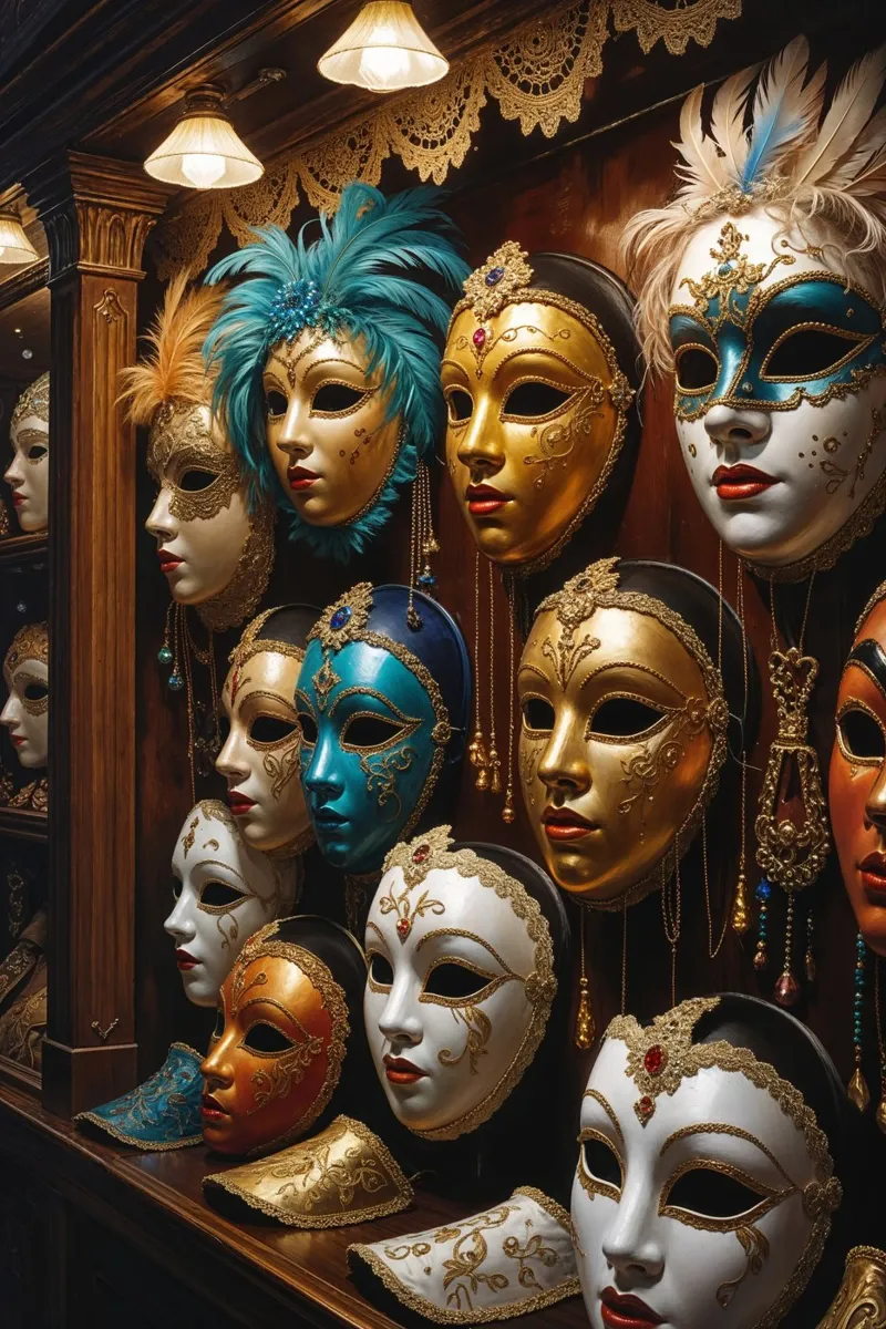 Venetian Mask Collection in Elegant Display alluminio dibond da AlbertKlee