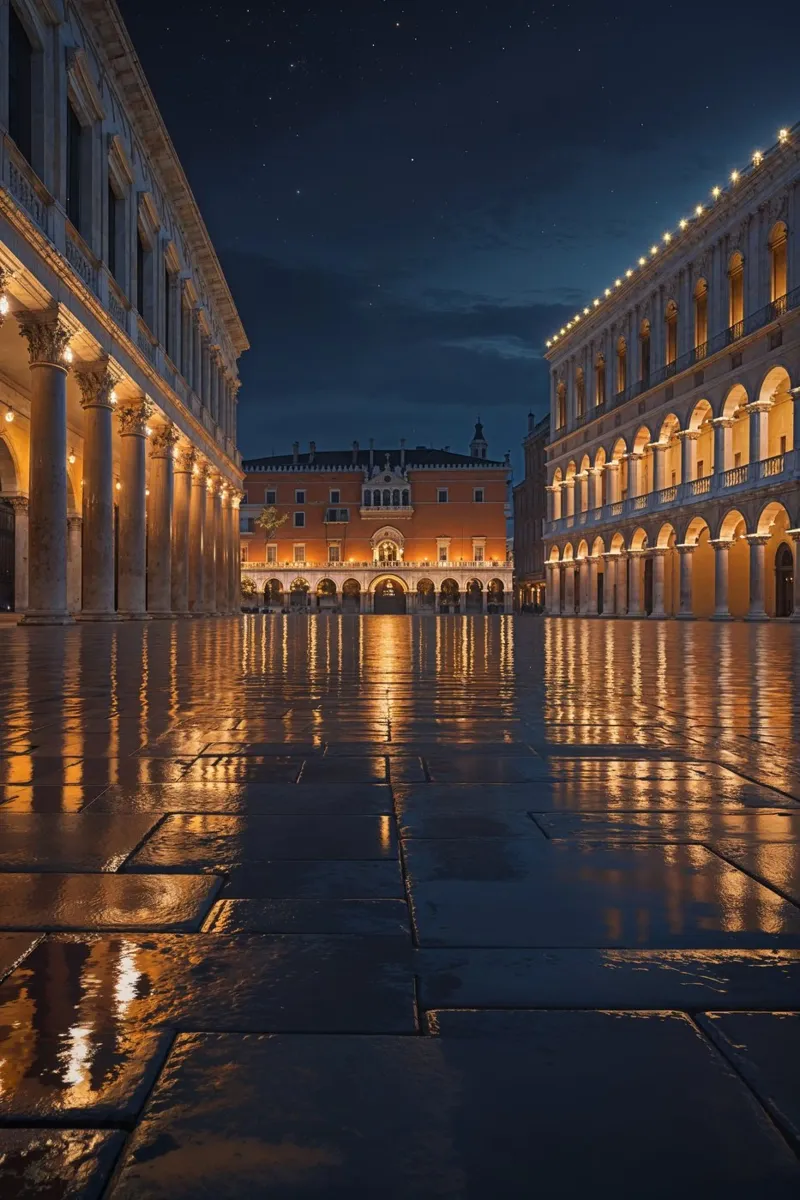 Venetian Glow: A Nighttime Masterpiece of St. Mark’s carta hahnemühle da AlbertKlee