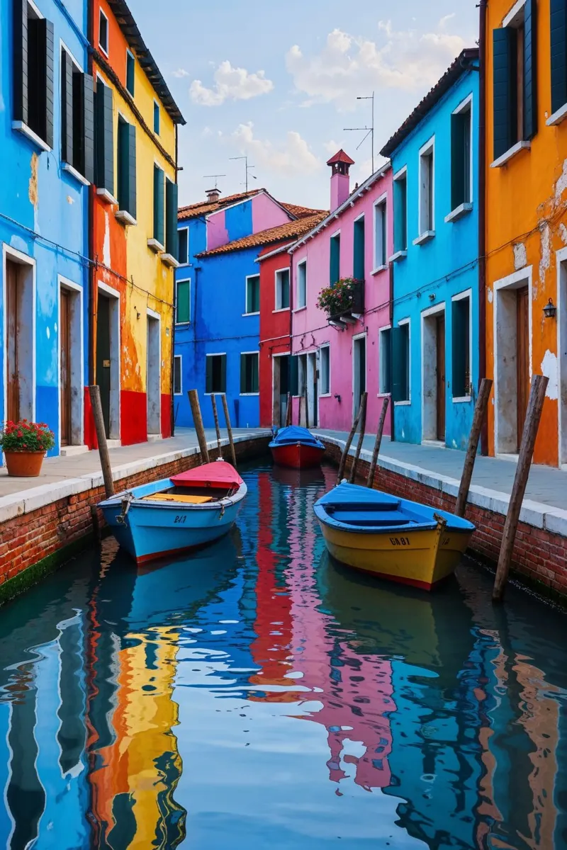 Burano’s Colorful Canal Reflections alluminio dibond da AlbertKlee