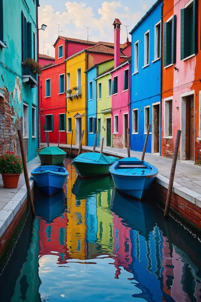 The Magic of Burano’s Waterways poster con telaio in plastica da AlbertKlee