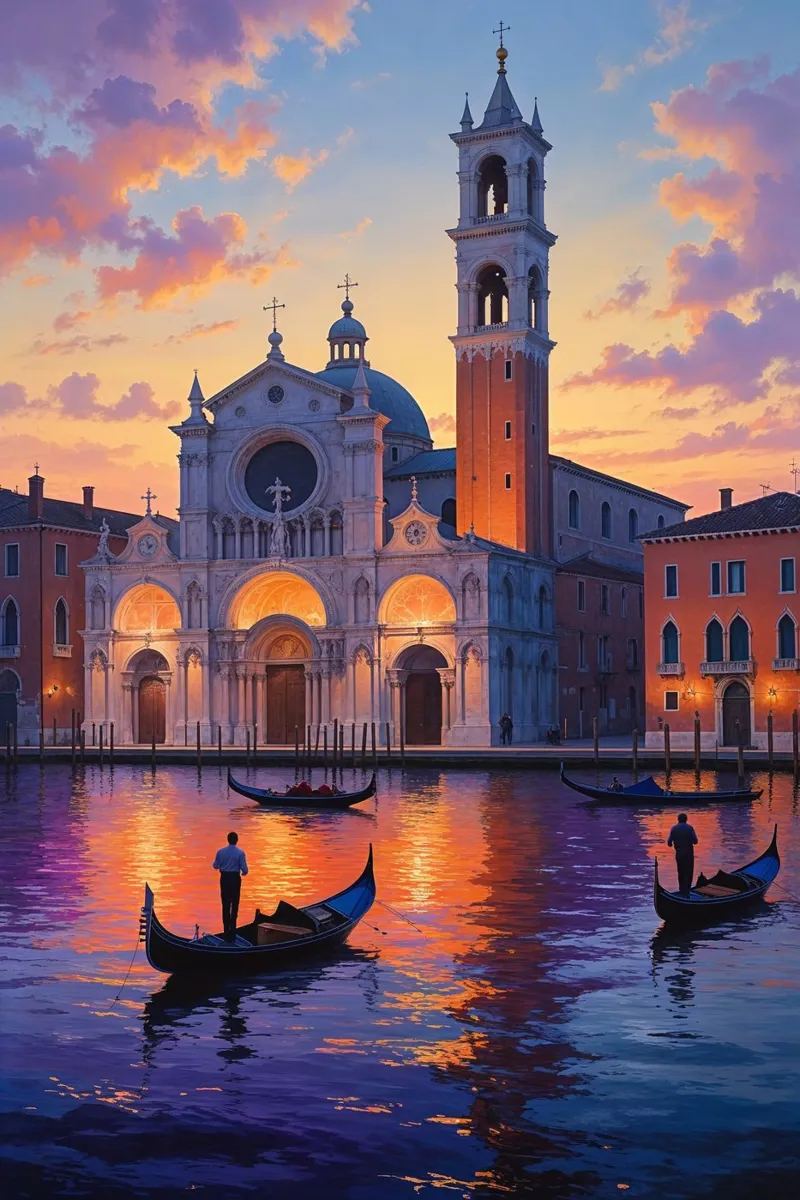 Gondolas at Dusk carta hahnemühle da AlbertKlee