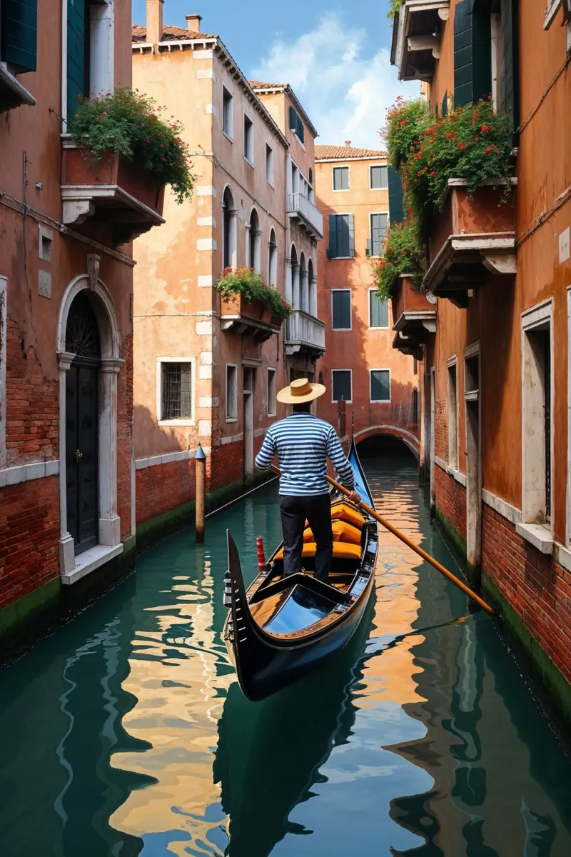 Tranquil Venetian Canal at Golden Hour alluminio dibond da AlbertKlee