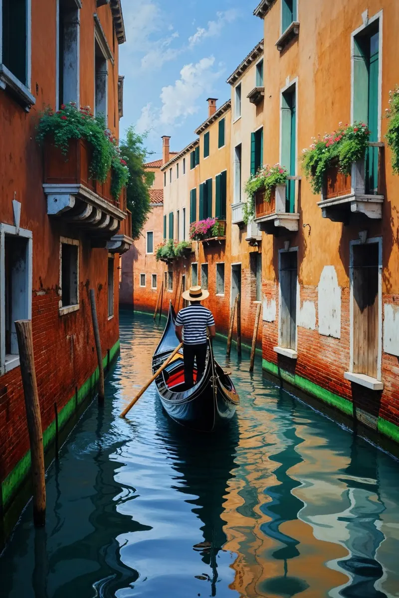 Gondola Journey Through the Heart of Venice alluminio dibond da AlbertKlee
