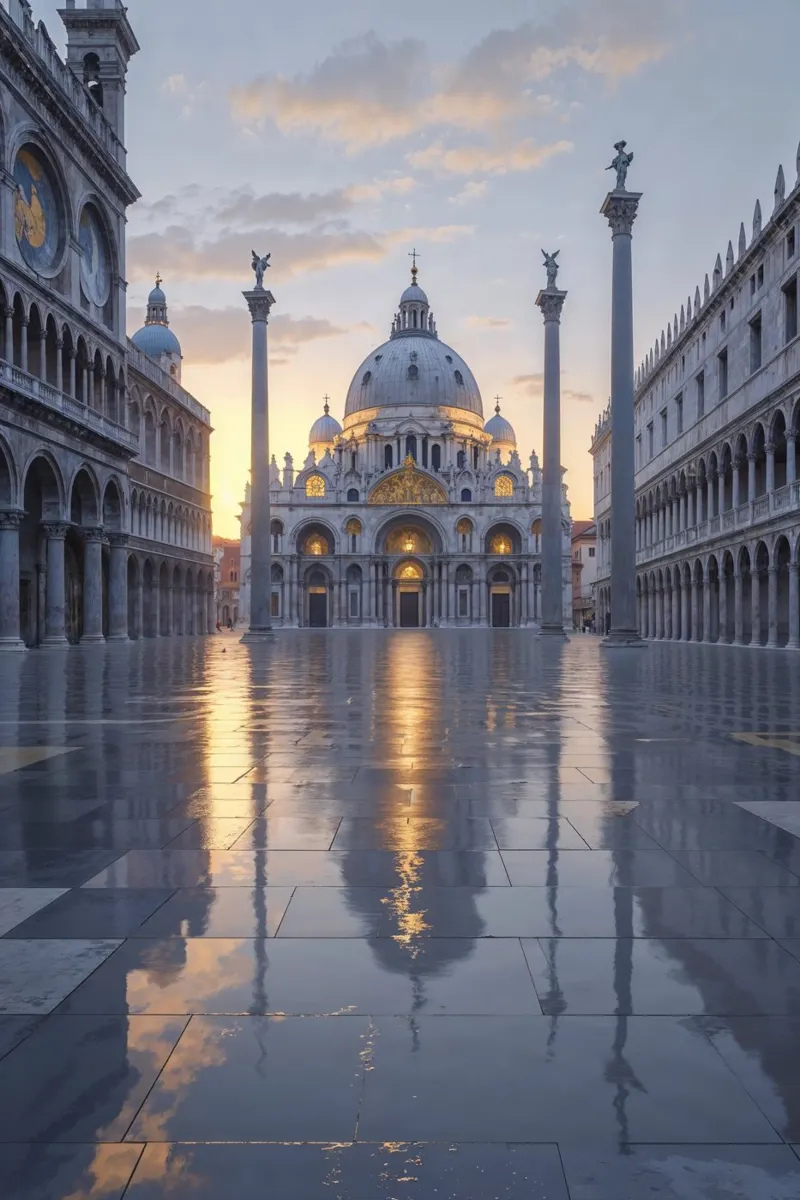 St. Mark’s Basilica Reflected in Morning Light carta hahnemühle da AlbertKlee