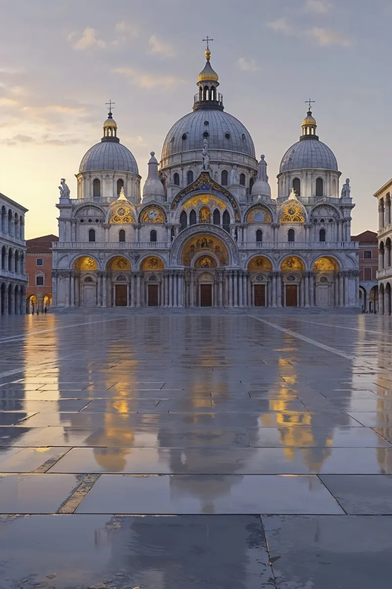 Golden Glow of St. Mark’s Basilica at Dawn carta hahnemühle da AlbertKlee