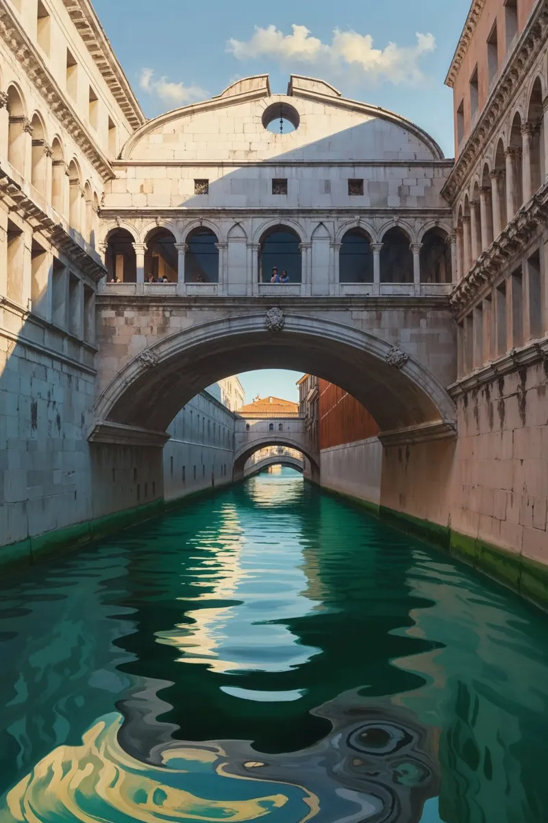 Sunlit Serenity at the Bridge of Sighs alluminio dibond da AlbertKlee