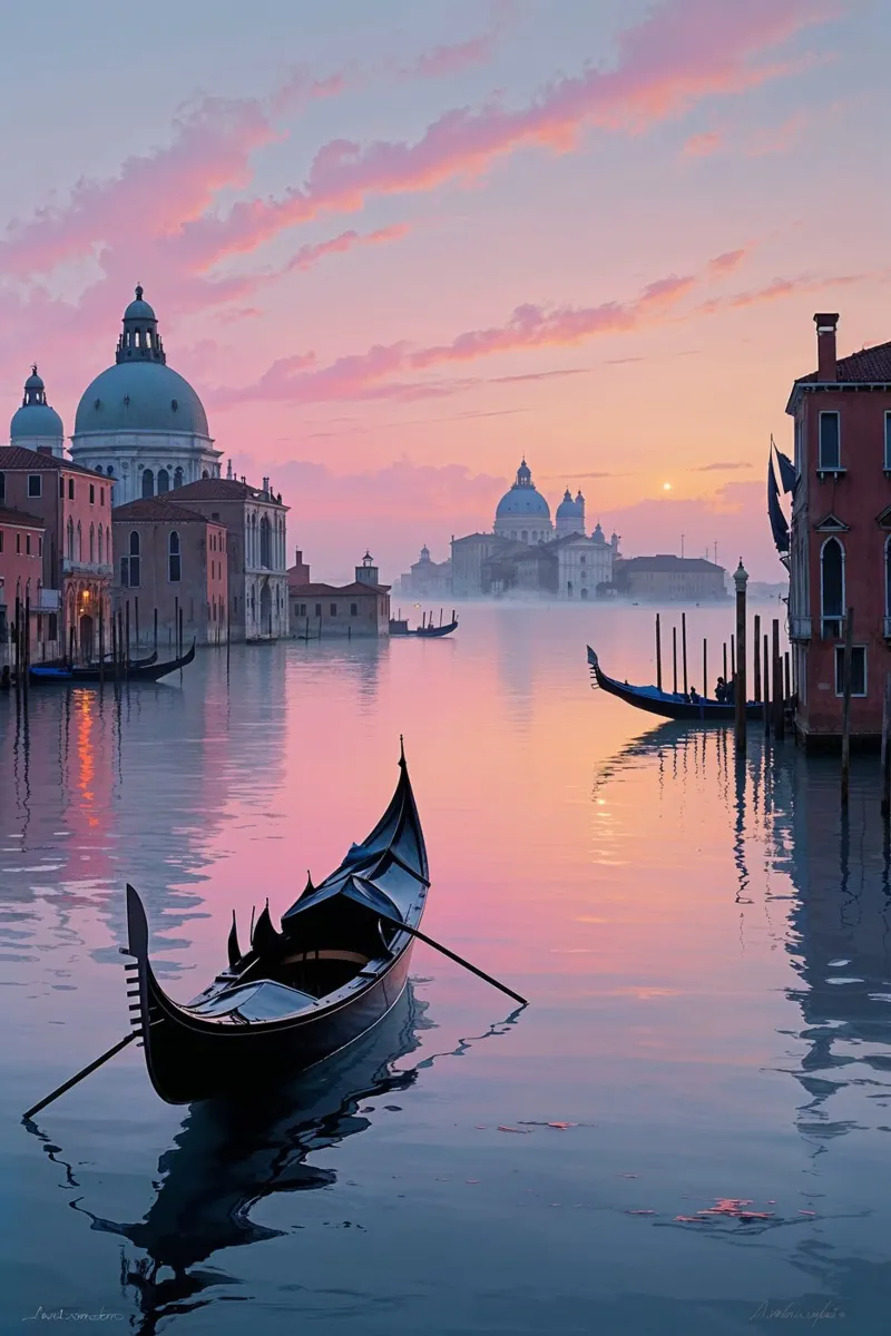 Moonlit Gondola on the Venetian Waters carta hahnemühle da AlbertKlee