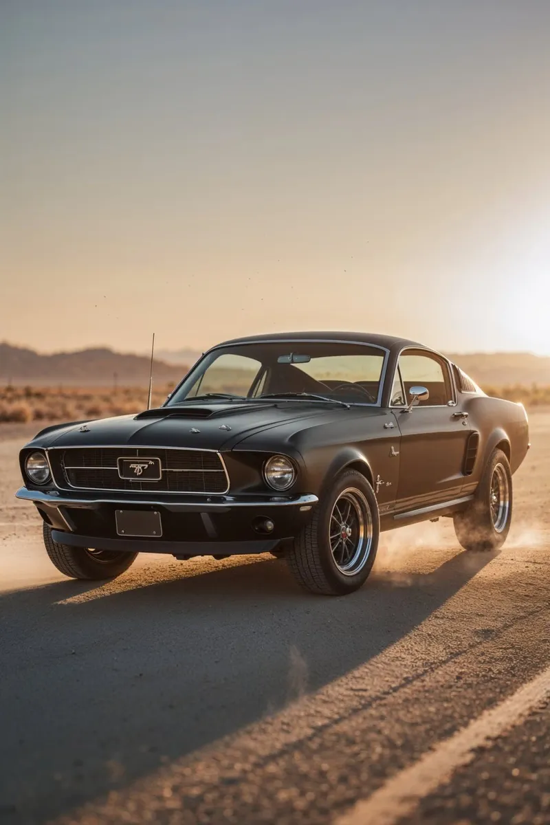 Matte Black 1967 Mustang in the Open Desert plexiglass da AlbertKlee