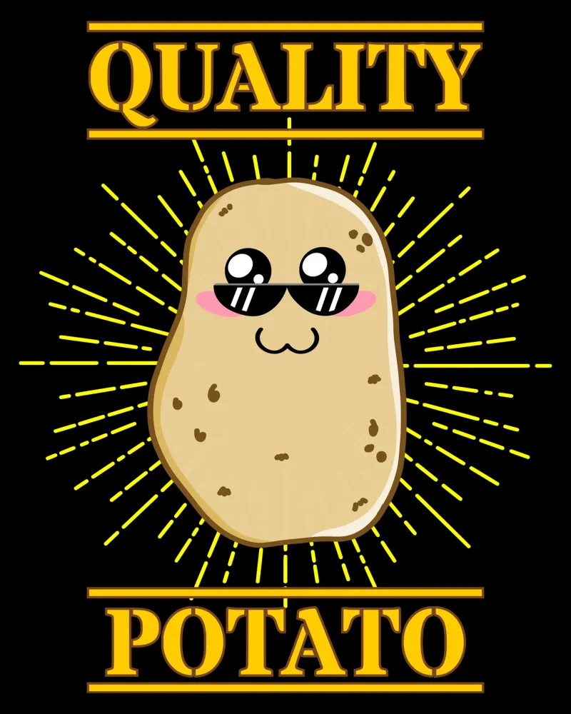 Funny Quality Potato Cute Kawaii Foodie Vegetable tela con Cornice a cassetta da sillyindustries