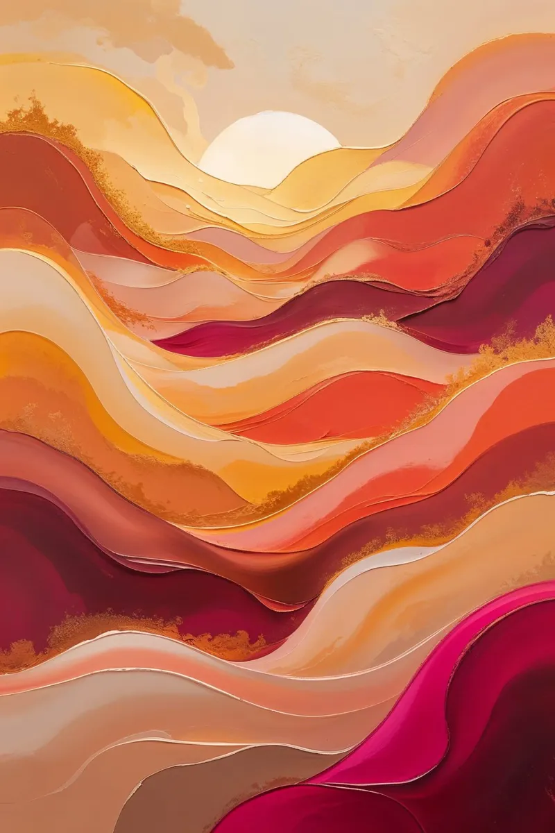 Sunlit Serenity – Elegant Abstract Landscape poster con marco de plástico de AlbertKlee
