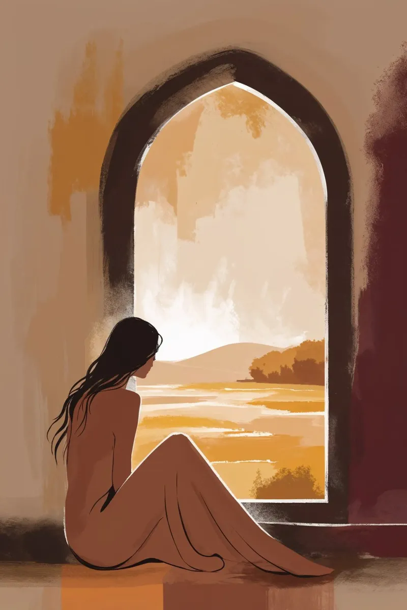 Dreamy Sunlit Window with a Seated Woman toile de AlbertKlee