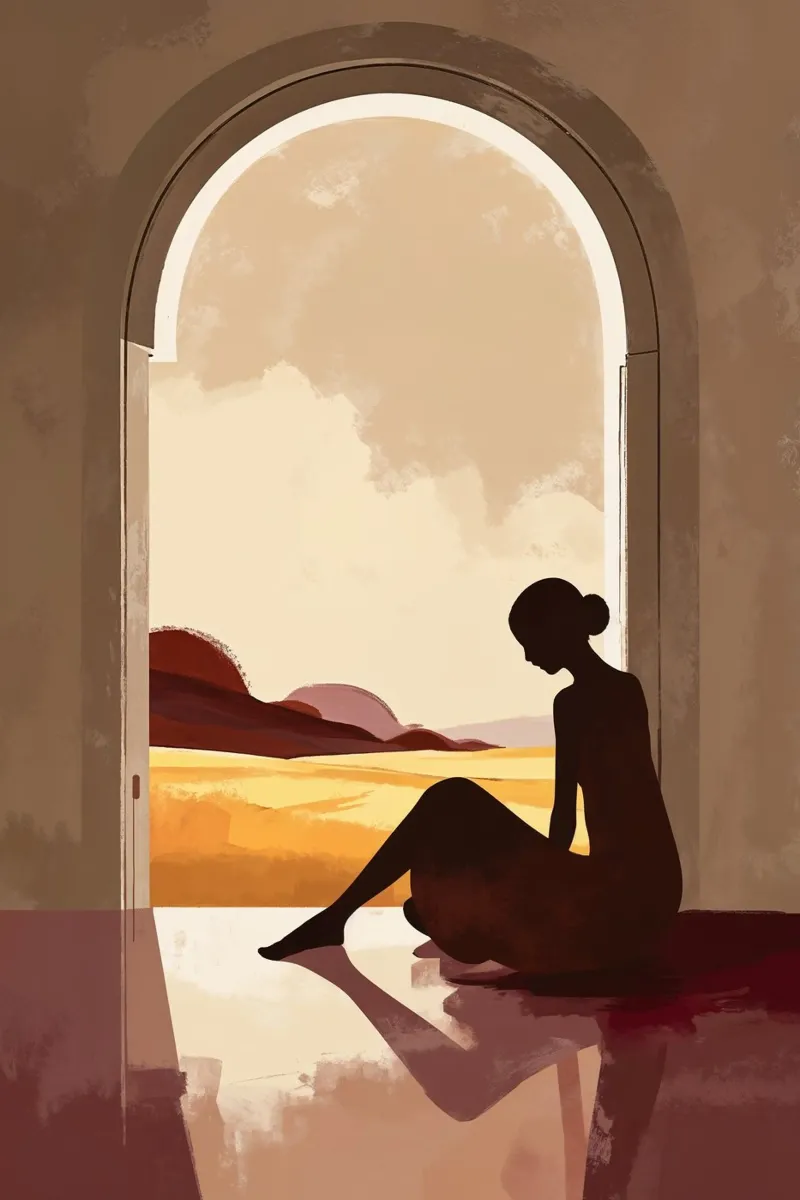 Golden Horizon Through an Open Doorway carta hahnemühle da AlbertKlee