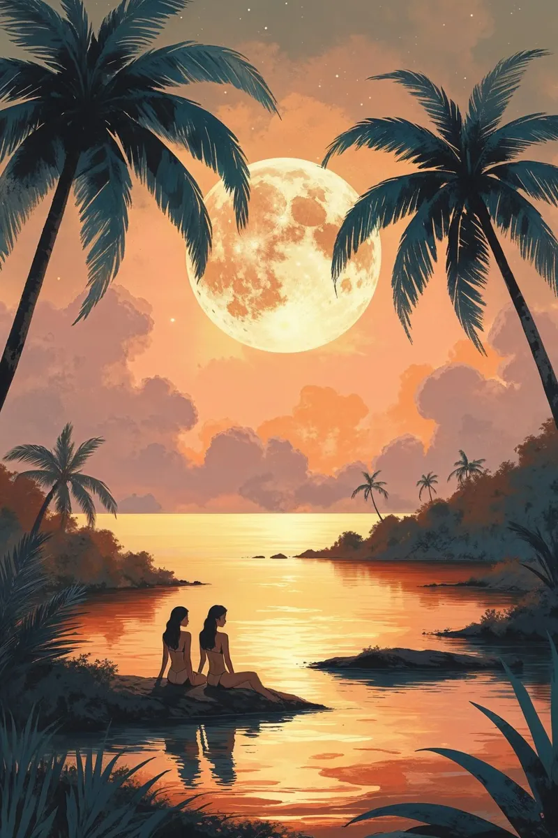 Sunset Glow Over a Tropical Lagoon Hahnemühle von AlbertKlee