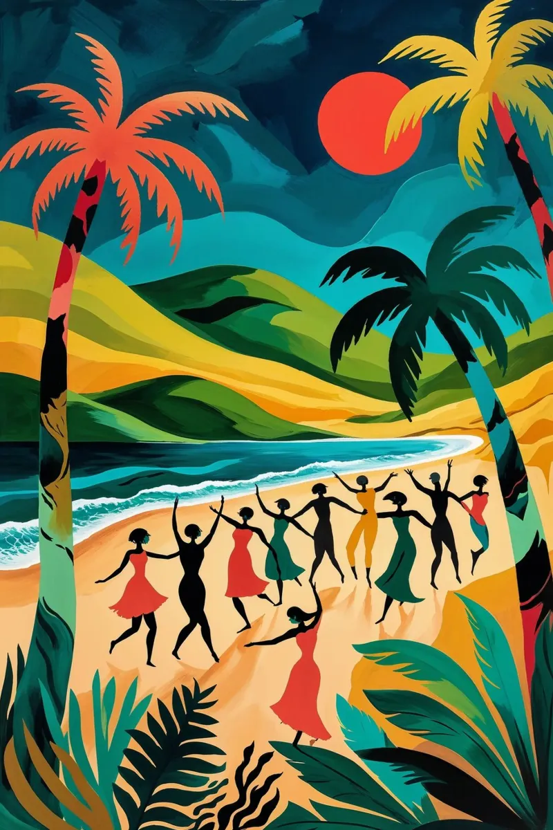 Moonlit Tropical Celebration acrylic glass by AlbertKlee