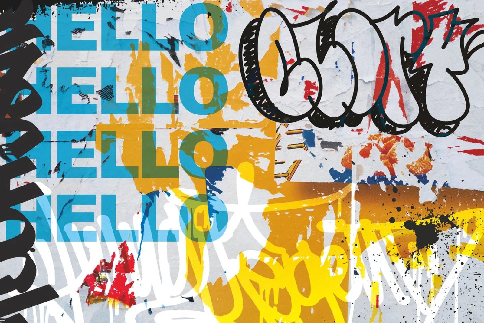 Hello Graffiti pellicola backlit da Flo Klein