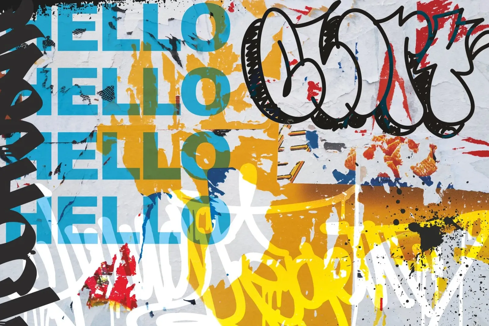 Hello Graffiti pellicola backlit da Flo Klein
