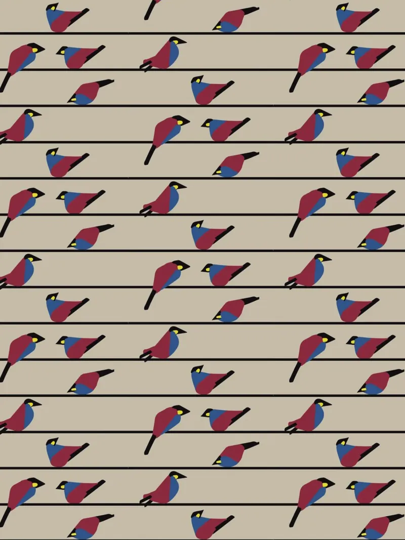 Minimalist Birds on Wires – Modern Geometric Nature Print carta hahnemühle da Spunk