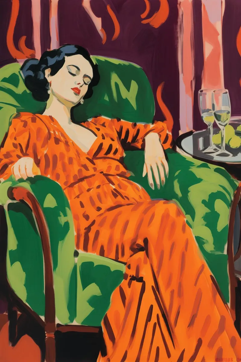 Champagne met Matisse | Canvas Schilderij canvas met Baklijst van Autofocus