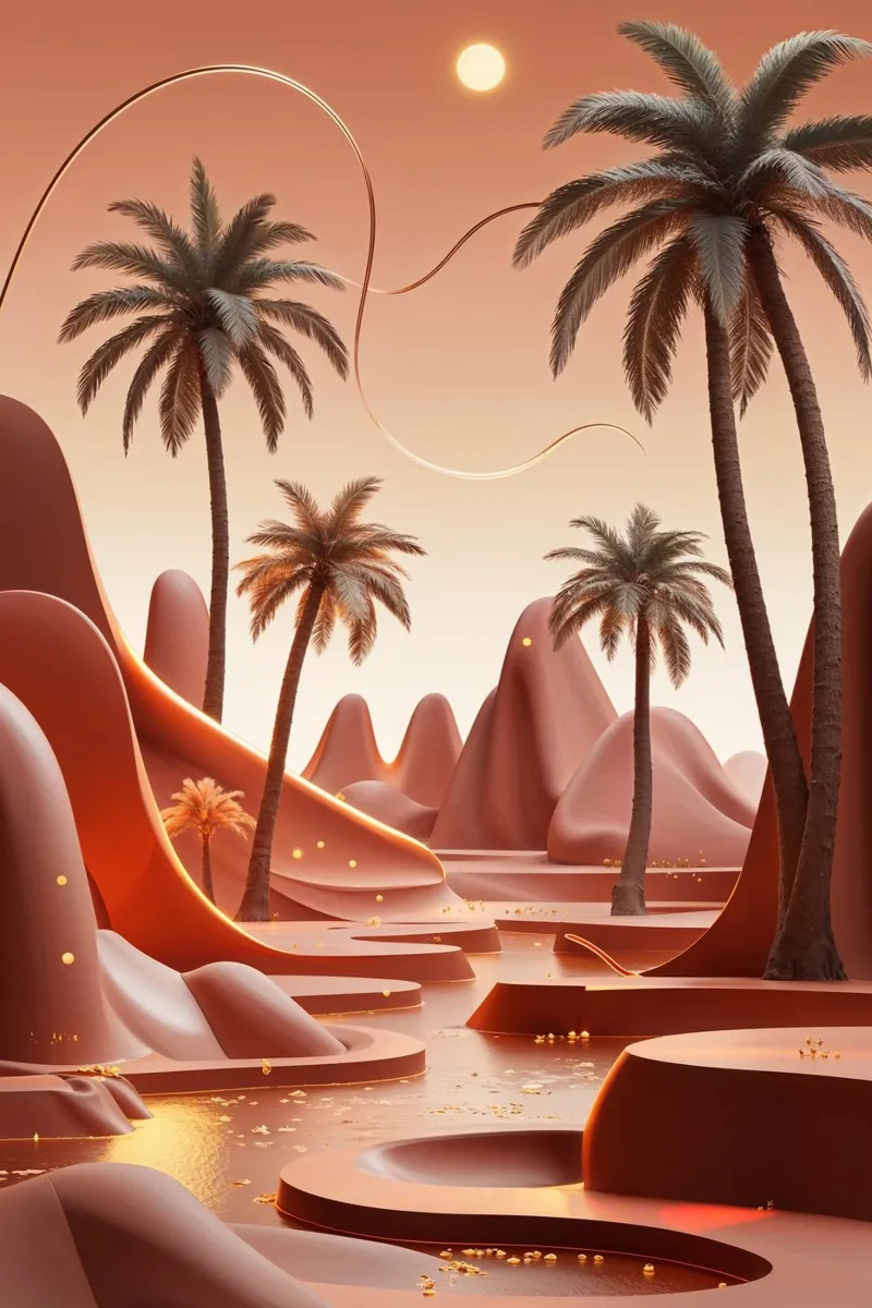 Sculpted Desert With Floating Gold alluminio dibond da AlbertKlee