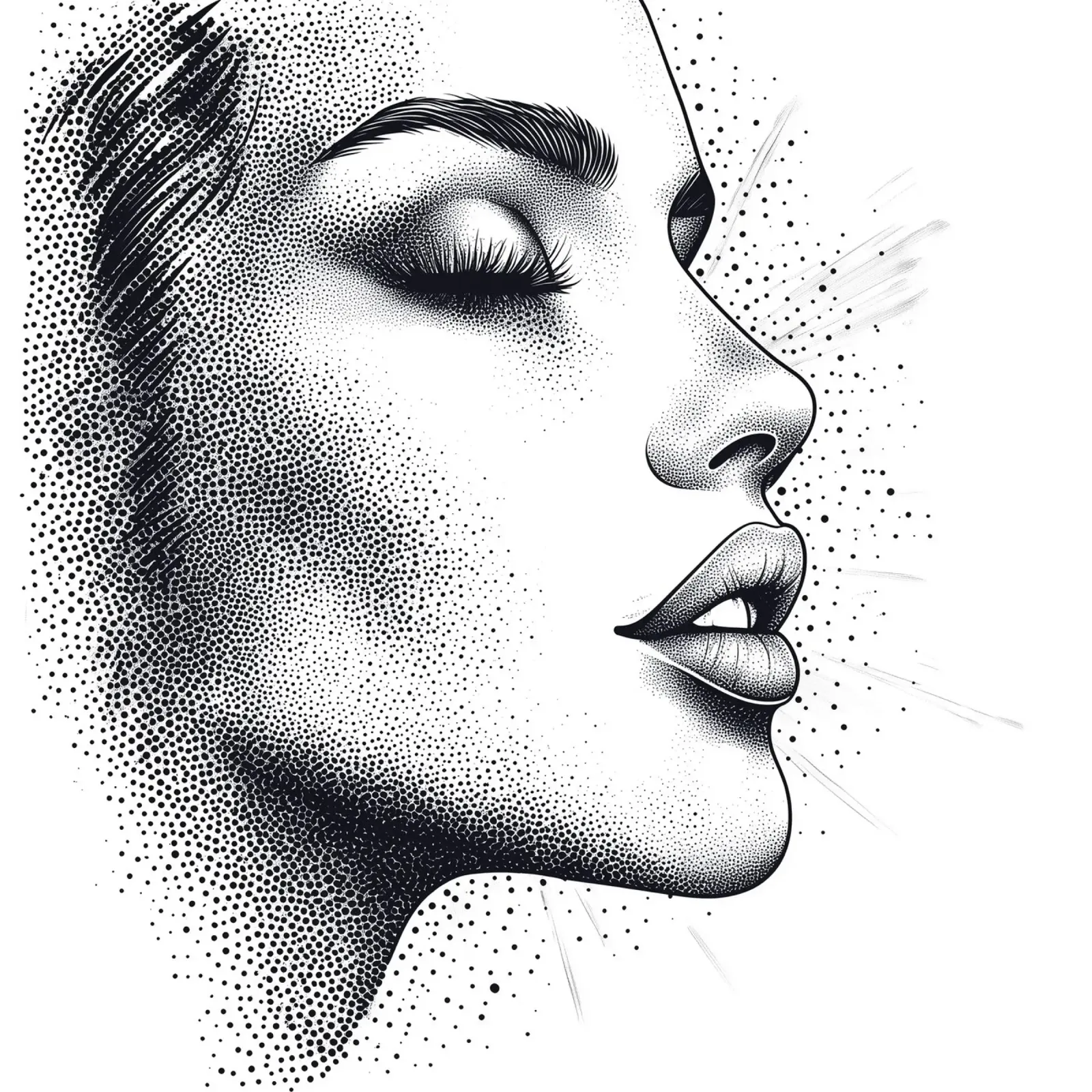 woman dot art poster met houten frame van Synthaira