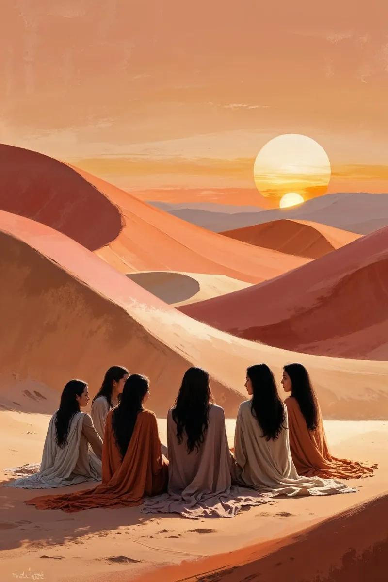 Sunset Gathering in the Desert alluminio dibond da AlbertKlee