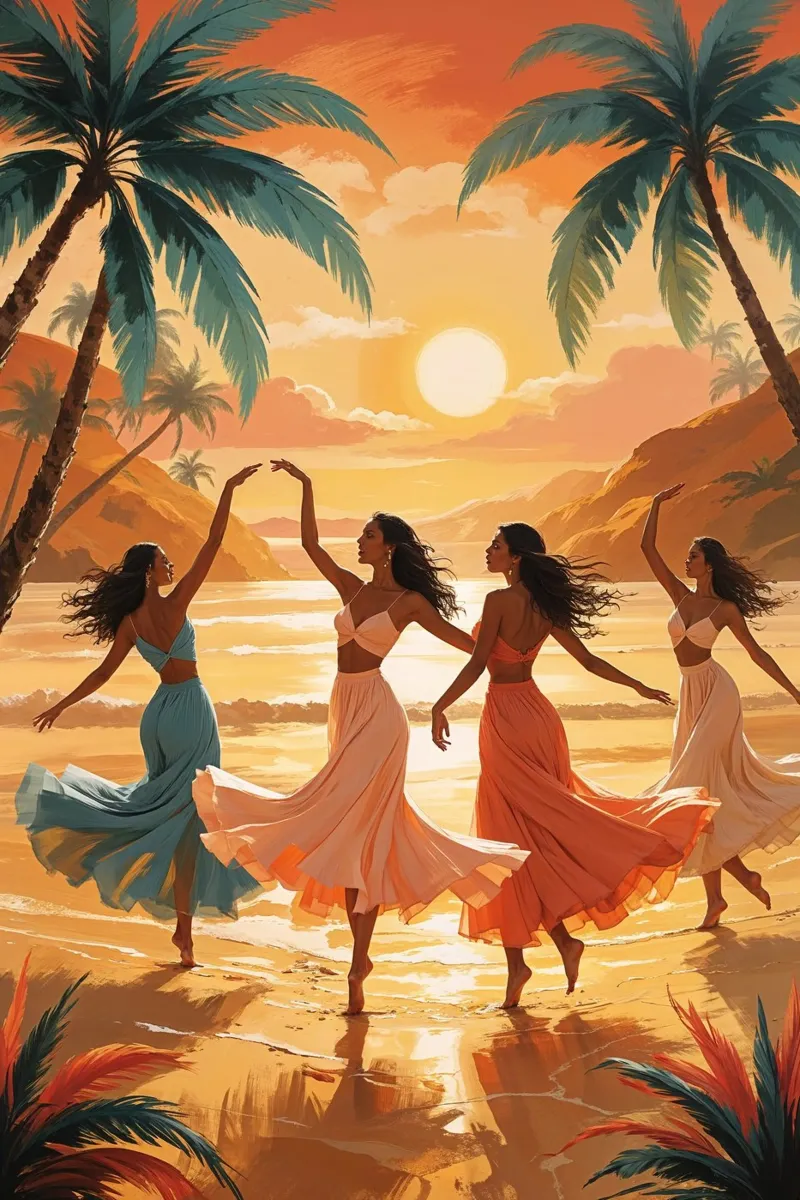 Golden Sunset Dance by the Ocean carta hahnemühle da AlbertKlee