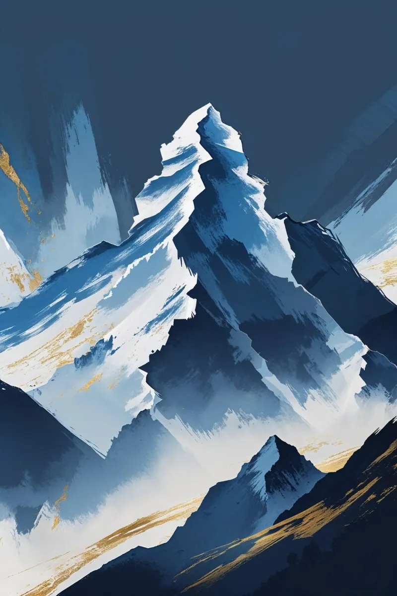 Kangchenjunga Abstract in Blue and Gold carta hahnemühle da AlbertKlee
