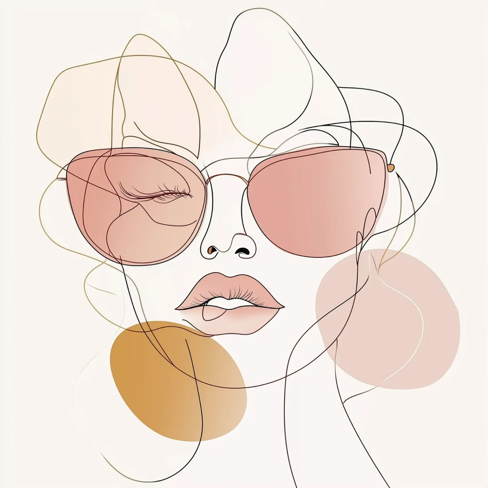 Rose Tinted - Playful Abstract Face Line Art Print poster by Synthaira
