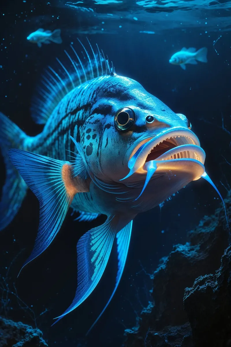 Fierce Deep-Sea Carnivore with Luminous Lure alluminio dibond da AlbertKlee