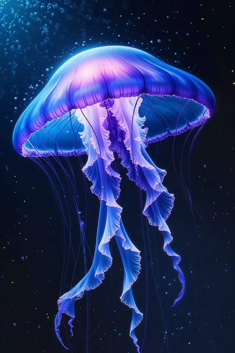 Luminous Deep-Sea Jellyfish in Bioluminescent Waters plexiglass da AlbertKlee