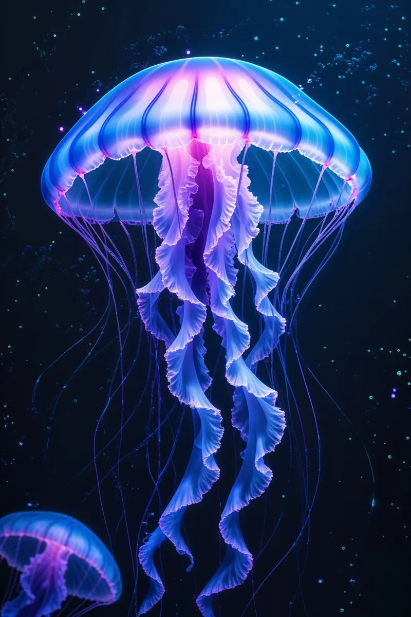 Radiant Bioluminescent Jellyfish in the Deep Ocean plexiglass da AlbertKlee
